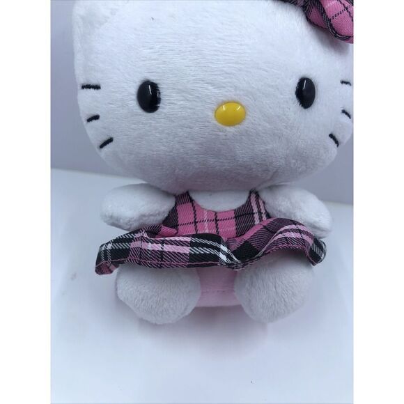 Ty Hello Kitty Plush 6” Stuffed Animal Pink Plaid Bow Dress Soft Toy By Sanrio - Picture 5 of 13